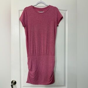 Patagonia Pink Heathered Tee Shirt Dress with Ruched Bottom Women’s Size Small